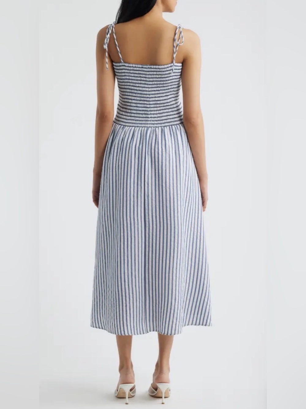 Julia Jordan Tie Shoulder Smocked Midi Dress - Picture 2 of 8